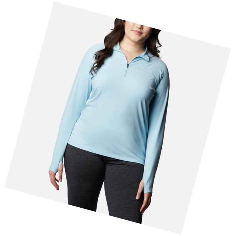 Columbia Midweight Stretch Long Sleeve Half Zip Plus Size Sweatshirt Kadın Mavi | 93487-JORQ