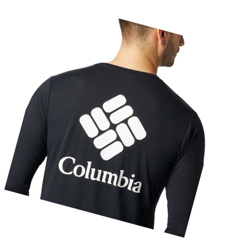 Columbia Miller Valley Long Sleeve Graphic Sweatshirt Erkek Siyah Beyaz | 49587-FHVW