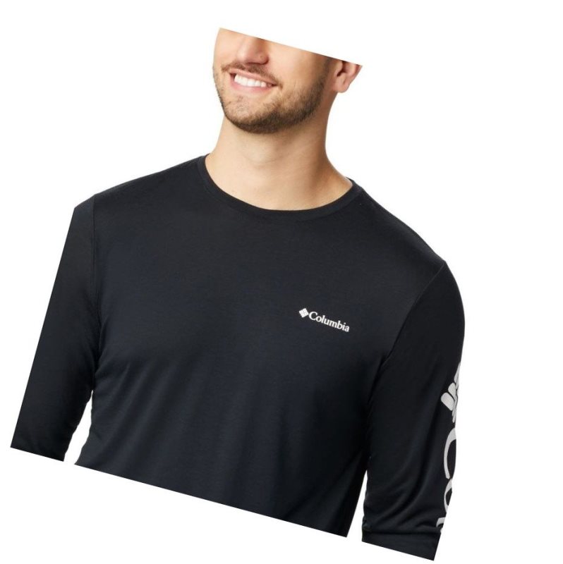Columbia Miller Valley Long Sleeve Graphic Sweatshirt Erkek Siyah Beyaz | 49587-FHVW