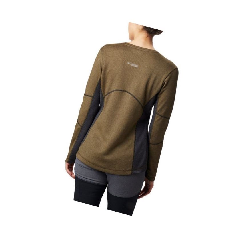 Columbia Mount Defiance Long Sleeve Knit Sweatshirt Kadın Zeytin Yeşili Siyah | 60941-SRDK
