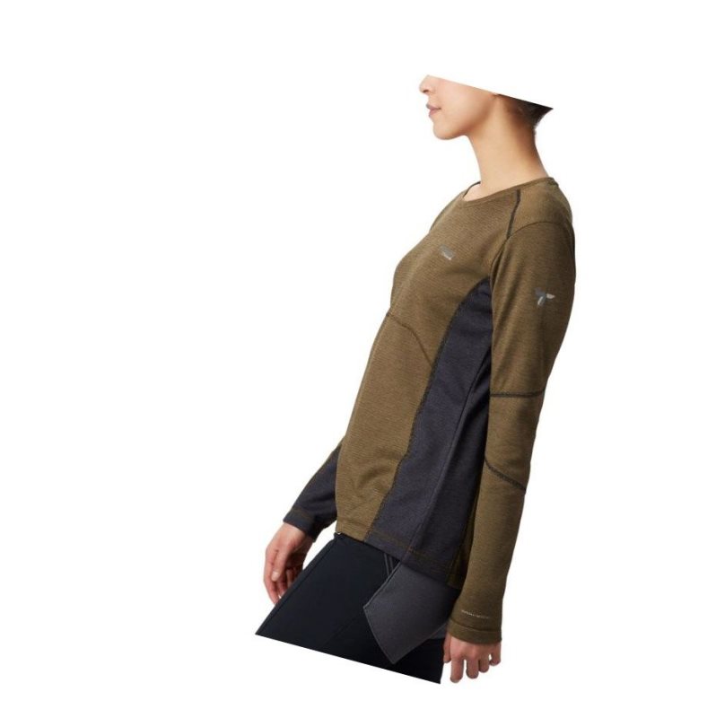 Columbia Mount Defiance Long Sleeve Knit Sweatshirt Kadın Zeytin Yeşili Siyah | 60941-SRDK