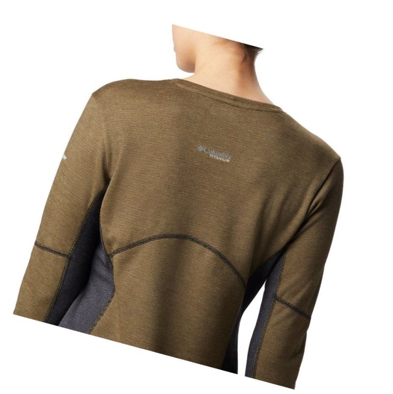 Columbia Mount Defiance Long Sleeve Knit Sweatshirt Kadın Zeytin Yeşili Siyah | 60941-SRDK