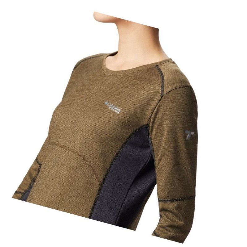 Columbia Mount Defiance Long Sleeve Knit Sweatshirt Kadın Zeytin Yeşili Siyah | 60941-SRDK