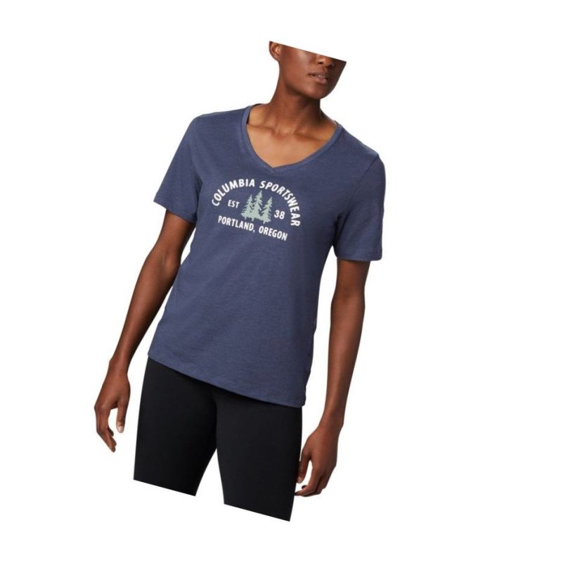 Columbia Mount Rose Relaxed Tişört Kadın Lacivert | 60854-HQCP