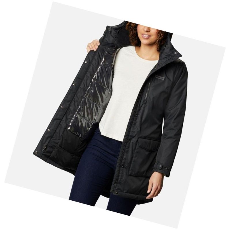 Columbia Mountain City Long Mont Kadın Siyah | 23718-LCFH