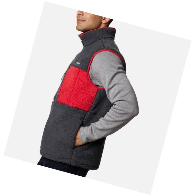 Columbia Mountainside Sherpa Fleece Yelek Erkek Koyu Gri Mavi Kırmızı | 81627-EUBR