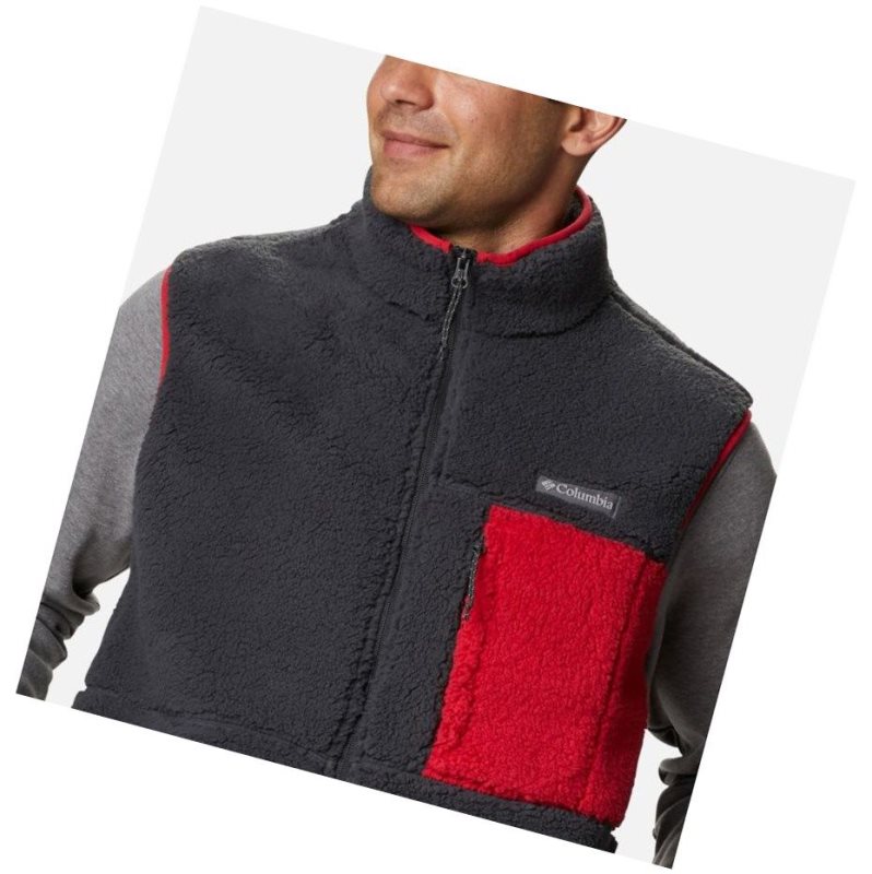 Columbia Mountainside Sherpa Fleece Yelek Erkek Koyu Gri Mavi Kırmızı | 81627-EUBR