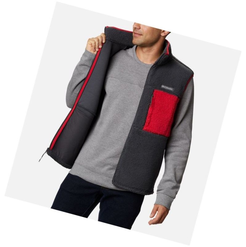 Columbia Mountainside Sherpa Fleece Yelek Erkek Koyu Gri Mavi Kırmızı | 81627-EUBR
