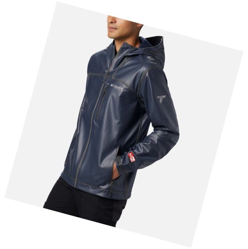 Columbia OutDry Ex Stretch Hooded Shell Mont Erkek Lacivert | 73401-CAUZ