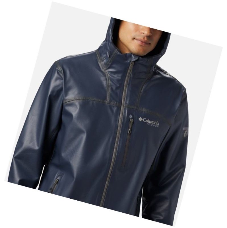 Columbia OutDry Ex Stretch Hooded Shell Mont Erkek Lacivert | 73401-CAUZ