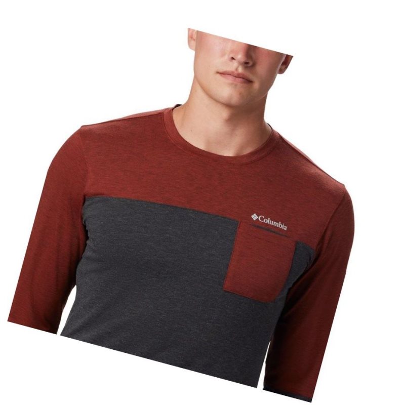 Columbia Outdoor Elements Long Sleeve Sweatshirt Erkek Kırmızı Koyu Gri | 02539-GDIK