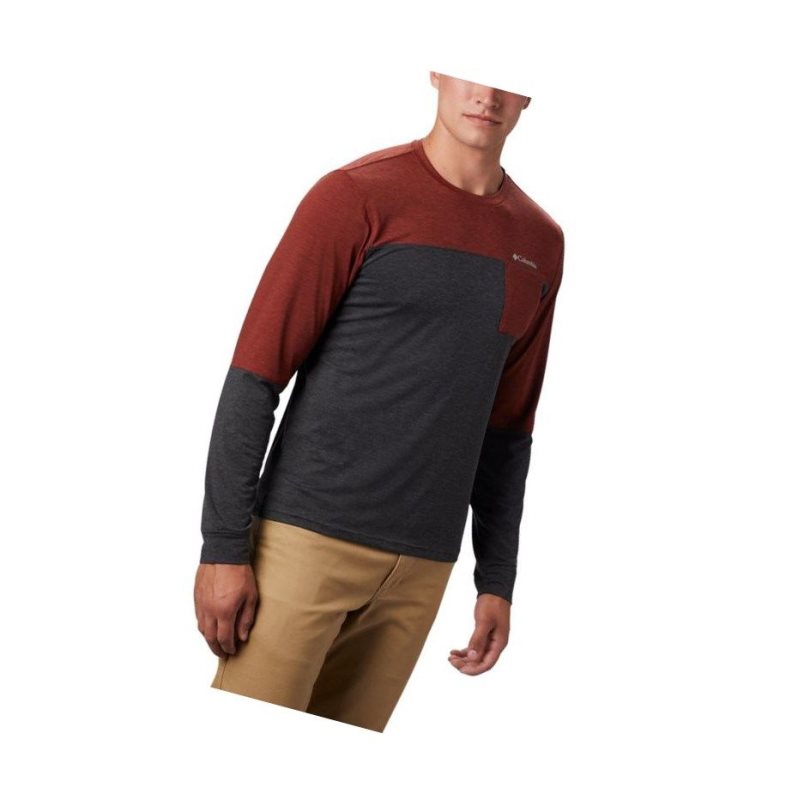 Columbia Outdoor Elements Long Sleeve Sweatshirt Erkek Kırmızı Koyu Gri | 02539-GDIK