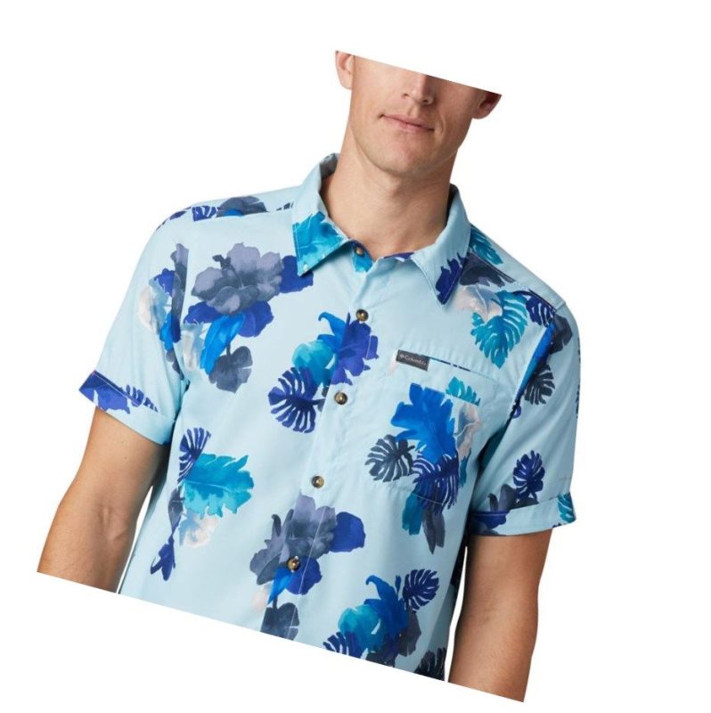 Columbia Outdoor Elements Short Sleeve Print Gömlek Erkek Mavi | 41083-NHZV