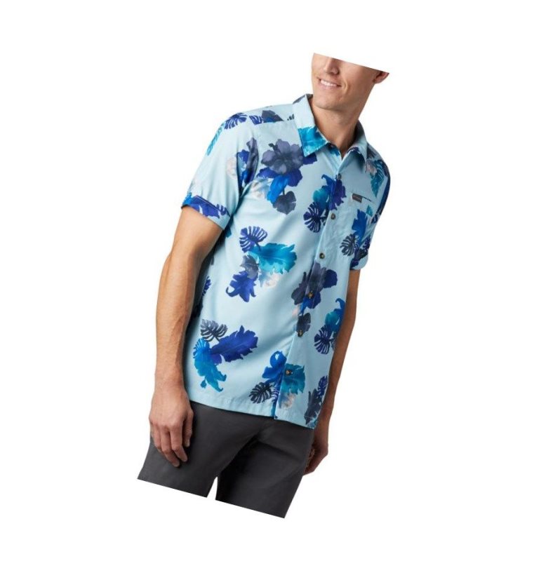 Columbia Outdoor Elements Short Sleeve Print Gömlek Erkek Mavi | 41083-NHZV