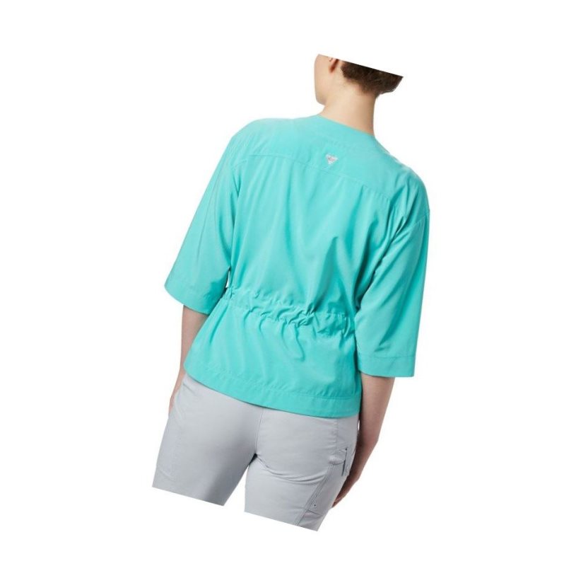 Columbia PFG Armadale 3/4 Sleeve Wrap Gömlek Kadın Mavi | 37614-KRJU