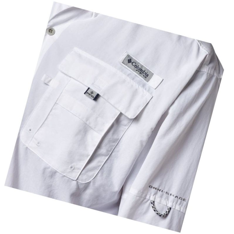 Columbia PFG Bahama II Long Sleeve Big Gömlek Erkek Beyaz | 59382-MWZL
