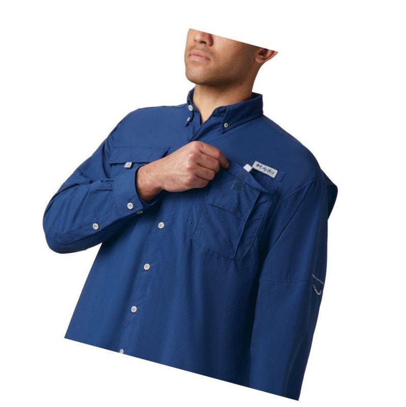 Columbia PFG Bahama II Long Sleeve Big Gömlek Erkek Koyu Gri | 15283-UHKL