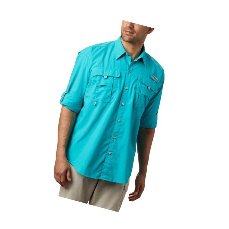 Columbia PFG Bahama II Long Sleeve Gömlek Erkek Açık Turkuaz | 27865-OGFP