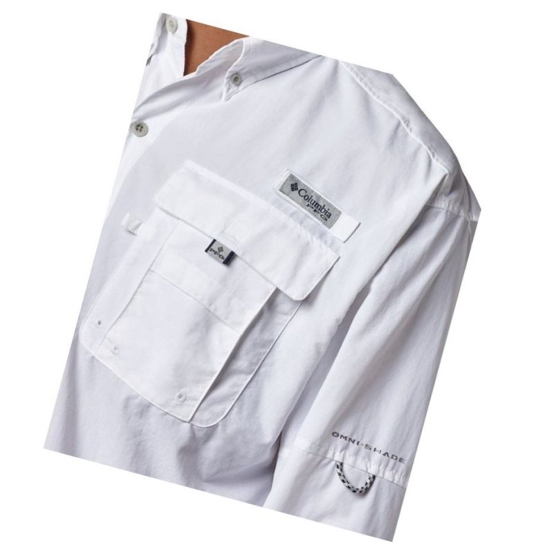 Columbia PFG Bahama II Long Sleeve Gömlek Erkek Beyaz | 18957-XUOJ