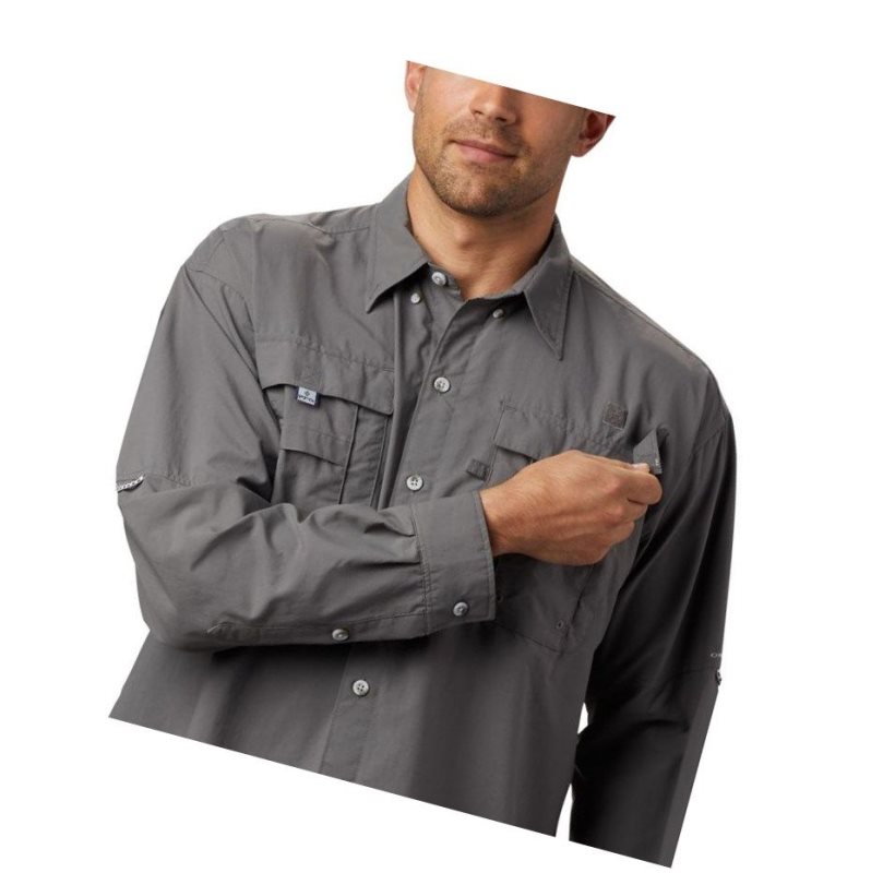 Columbia PFG Bahama II Long Sleeve Gömlek Erkek Gri | 85762-YSKQ