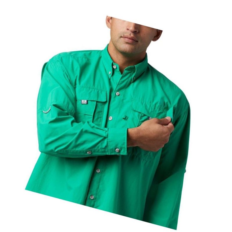 Columbia PFG Bahama II Long Sleeve Tall Gömlek Erkek Açık Yeşil | 82439-GPJH