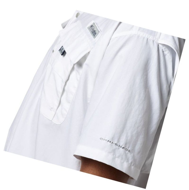 Columbia PFG Bahama II Short Sleeve Big Gömlek Erkek Beyaz | 20953-ZKIS