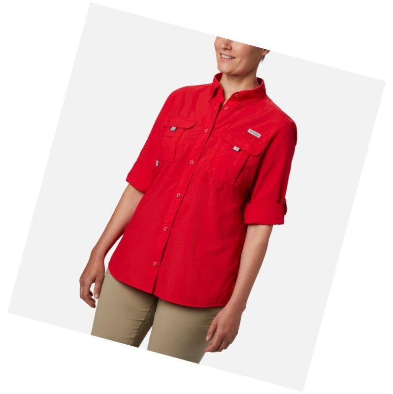 Columbia PFG Bahama Long Sleeve Gömlek Kadın Kırmızı | 29768-ZMGH