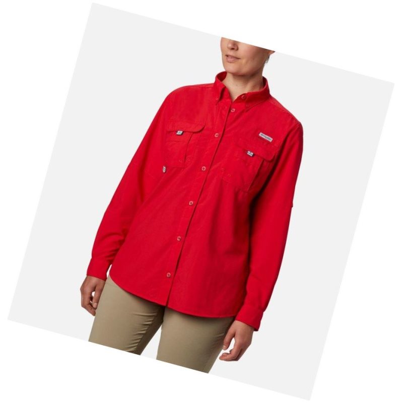 Columbia PFG Bahama Long Sleeve Gömlek Kadın Kırmızı | 29768-ZMGH
