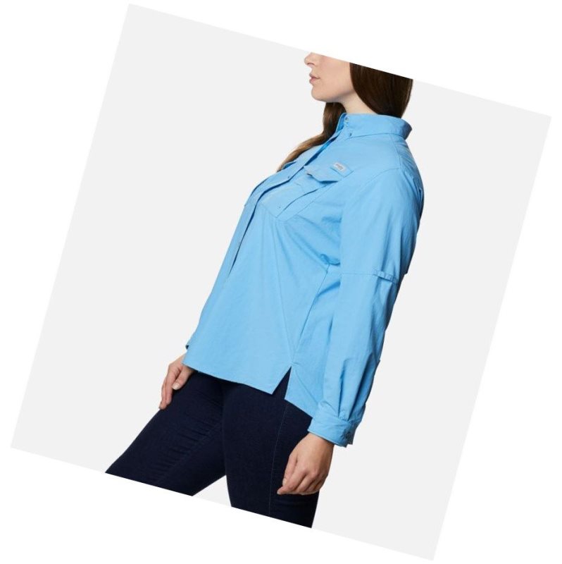 Columbia PFG Bahama Long Sleeve Plus Size Gömlek Kadın Mavi | 81360-RCUV