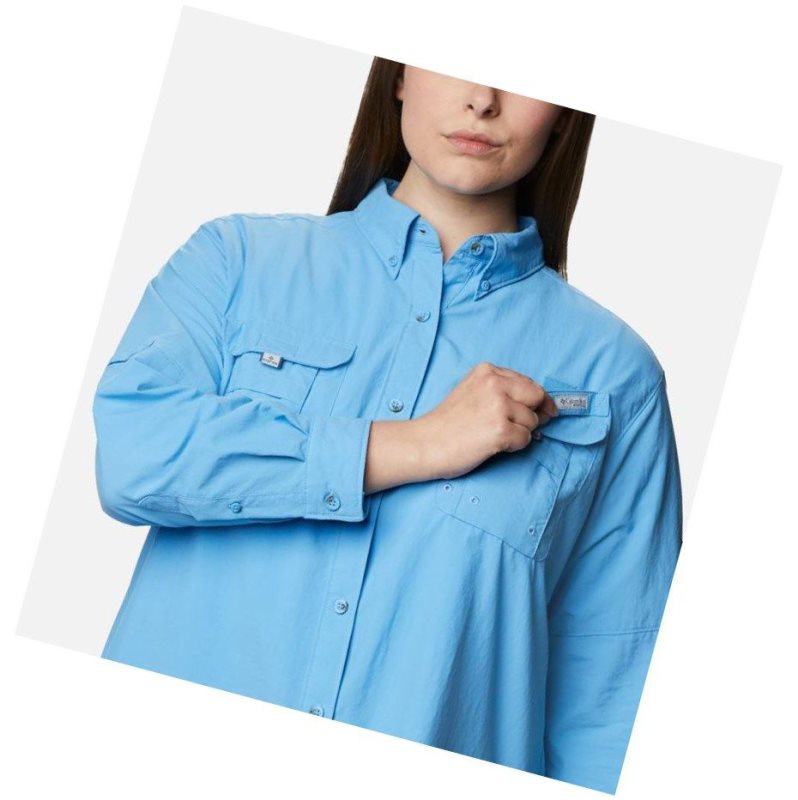 Columbia PFG Bahama Long Sleeve Plus Size Gömlek Kadın Mavi | 81360-RCUV