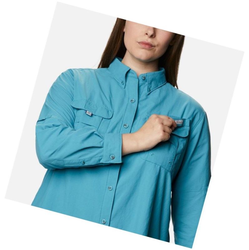 Columbia PFG Bahama Long Sleeve Plus Size Gömlek Kadın Mavi | 95316-LNXM