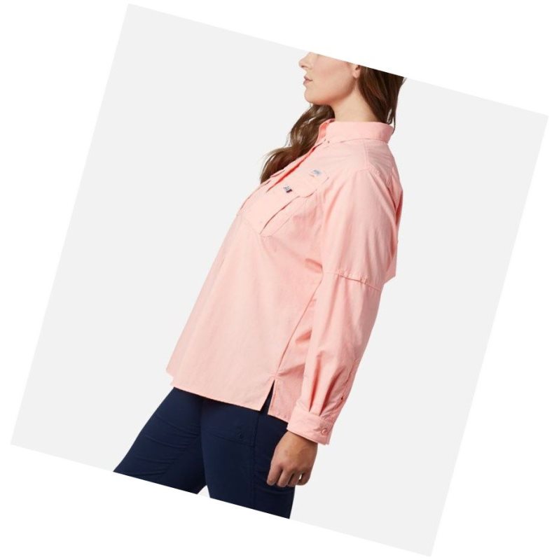 Columbia PFG Bahama Long Sleeve Plus Size Gömlek Kadın Pembe | 93182-WKSX