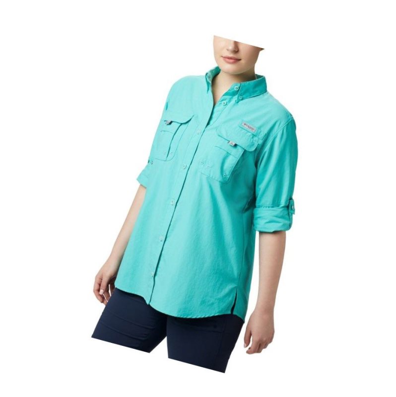 Columbia PFG Bahama Long Sleeve Plus Size Gömlek Kadın Mavi | 30915-NTOM