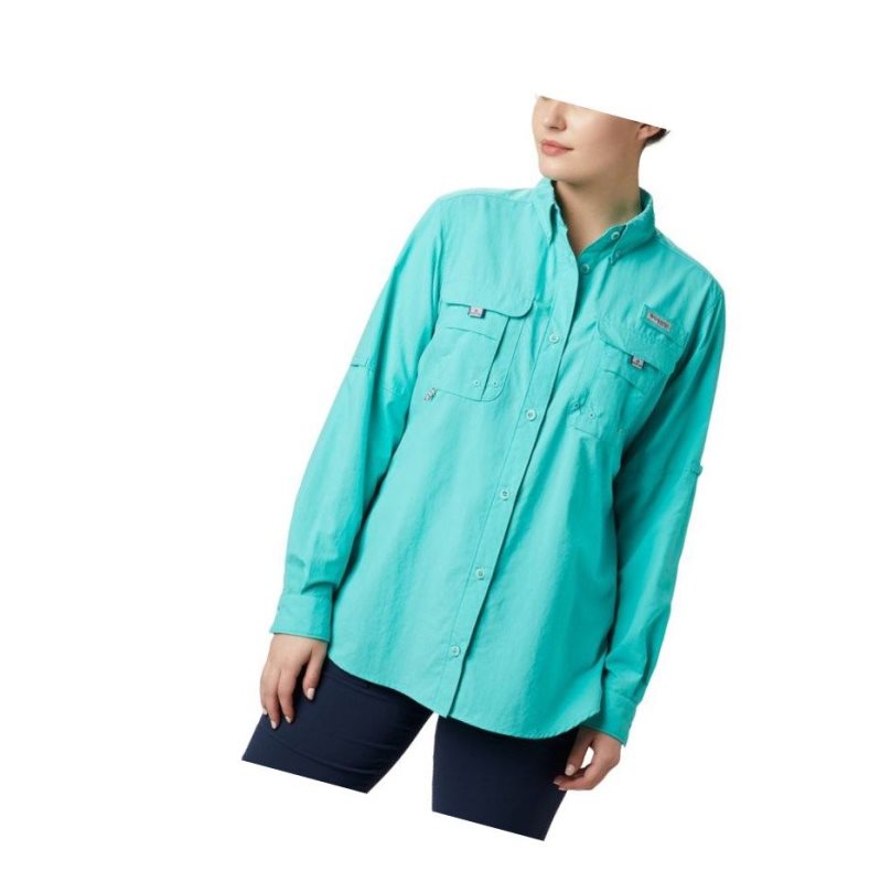 Columbia PFG Bahama Long Sleeve Plus Size Gömlek Kadın Mavi | 30915-NTOM