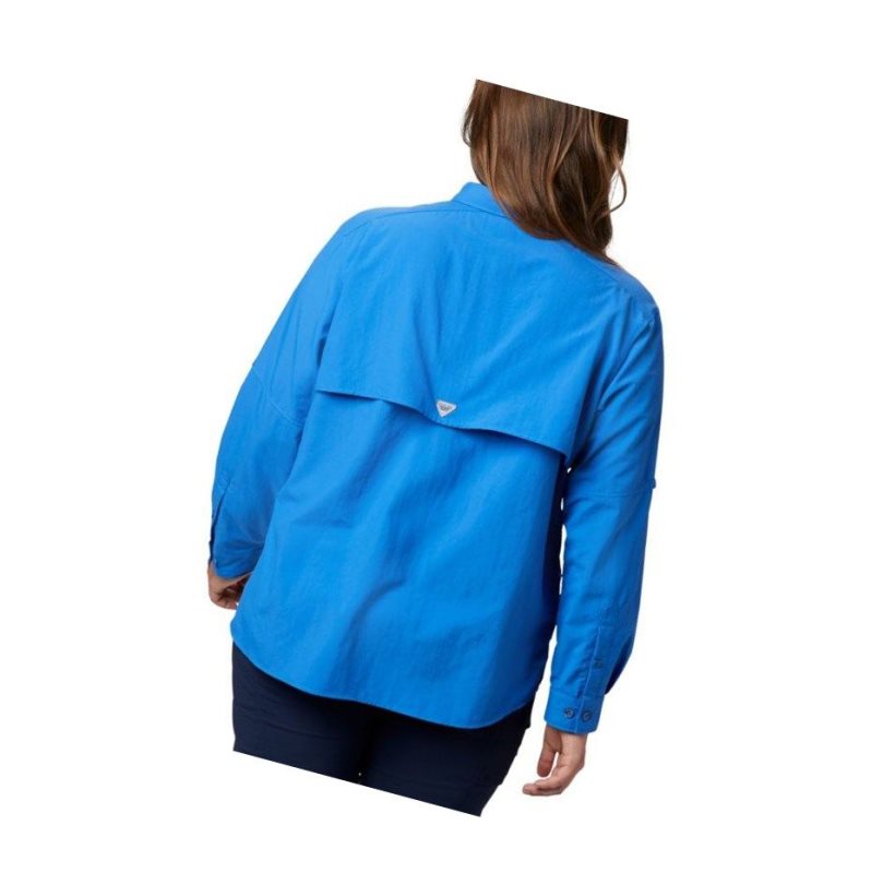 Columbia PFG Bahama Long Sleeve Plus Size Gömlek Kadın Mavi | 91804-XVPQ