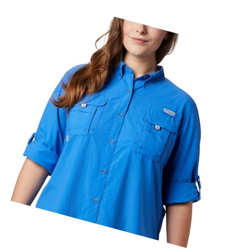 Columbia PFG Bahama Long Sleeve Plus Size Gömlek Kadın Mavi | 91804-XVPQ