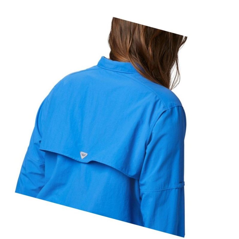 Columbia PFG Bahama Long Sleeve Plus Size Gömlek Kadın Mavi | 91804-XVPQ