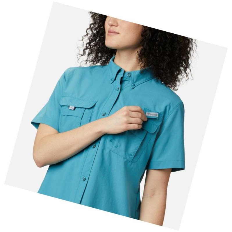 Columbia PFG Bahama Short Sleeve Gömlek Kadın Mavi | 68340-NCOY