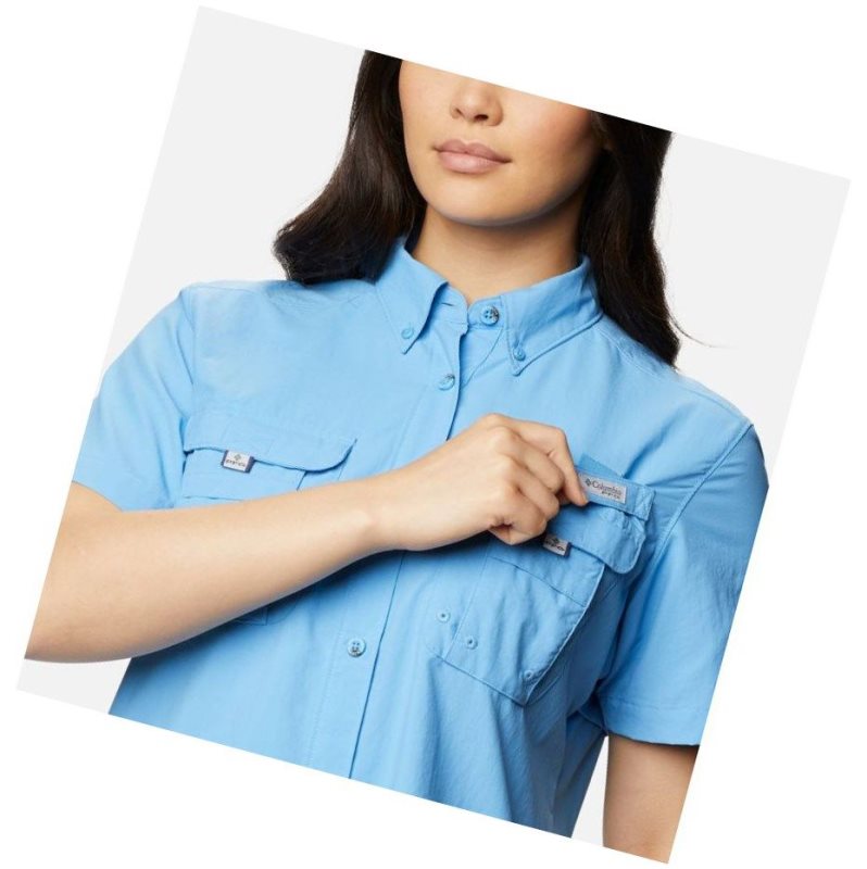 Columbia PFG Bahama Short Sleeve Gömlek Kadın Mavi | 67891-YKLO