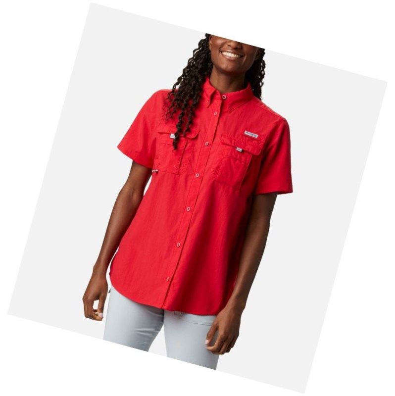 Columbia PFG Bahama Short Sleeve Gömlek Kadın Kırmızı | 62904-BSTC