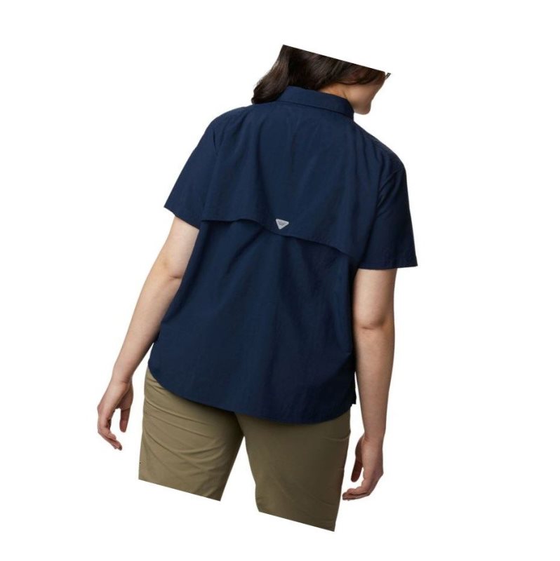 Columbia PFG Bahama Short Sleeve Plus Size Gömlek Kadın Lacivert | 84576-CPTE