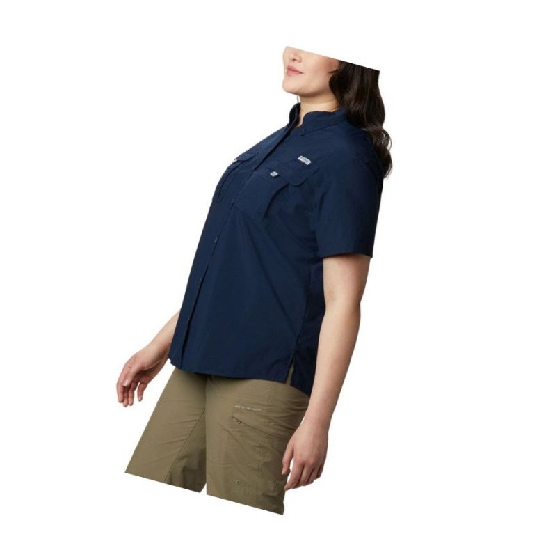 Columbia PFG Bahama Short Sleeve Plus Size Gömlek Kadın Lacivert | 84576-CPTE