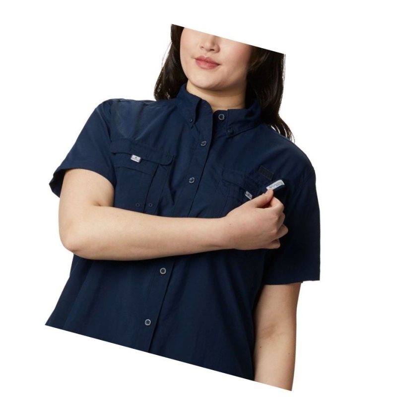 Columbia PFG Bahama Short Sleeve Plus Size Gömlek Kadın Lacivert | 84576-CPTE