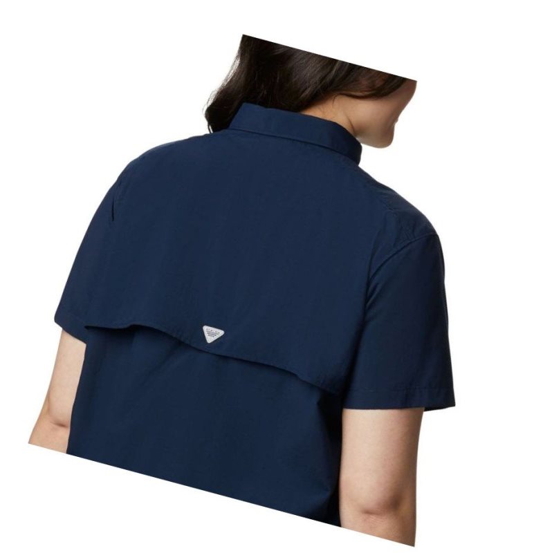 Columbia PFG Bahama Short Sleeve Plus Size Gömlek Kadın Lacivert | 84576-CPTE