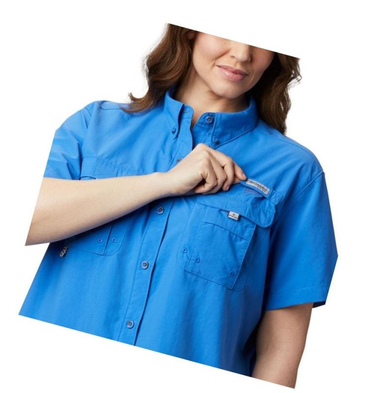 Columbia PFG Bahama Short Sleeve Plus Size Gömlek Kadın Mavi | 65082-GXSP