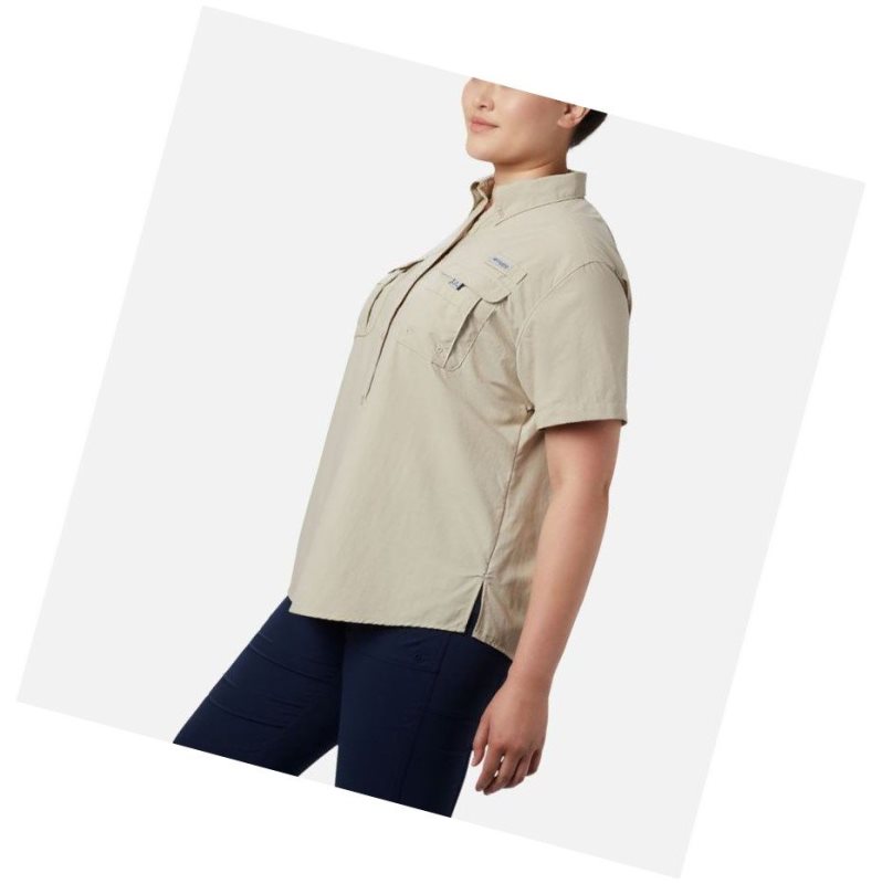 Columbia PFG Bahama Short Sleeve Plus Size Gömlek Kadın Haki | 62503-NSOR