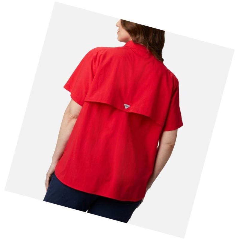 Columbia PFG Bahama Short Sleeve Plus Size Gömlek Kadın Kırmızı | 54718-KPMS
