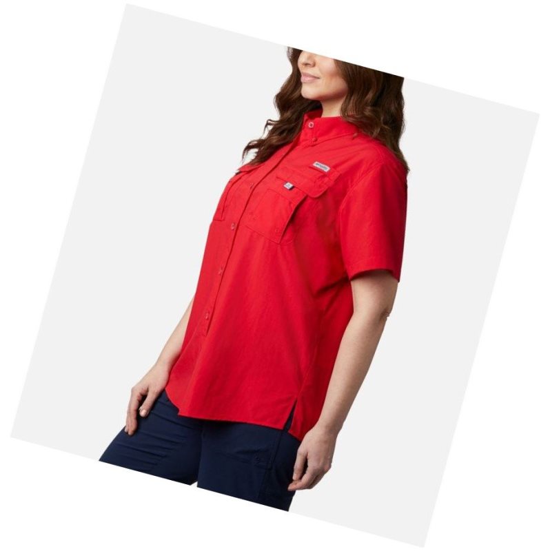 Columbia PFG Bahama Short Sleeve Plus Size Gömlek Kadın Kırmızı | 54718-KPMS