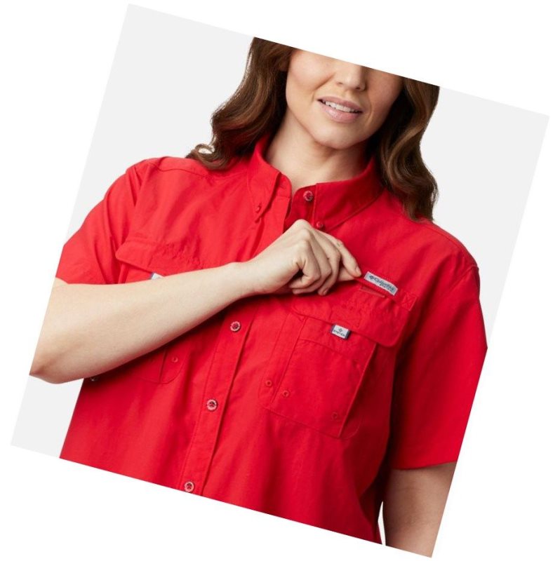 Columbia PFG Bahama Short Sleeve Plus Size Gömlek Kadın Kırmızı | 54718-KPMS