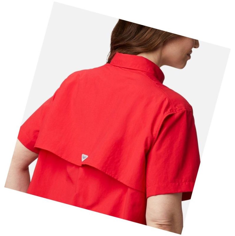 Columbia PFG Bahama Short Sleeve Plus Size Gömlek Kadın Kırmızı | 54718-KPMS
